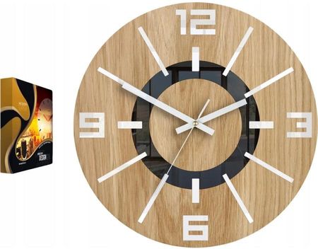 Modernclock Zegar Ścienny Drewniany Dębowy Akrylowy Alladyn Wood White Mirror Okrągły