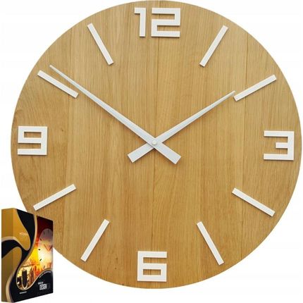 Modernclock Zegar Ścienny Akrylowy Dębowy Drewniany Arabic Wood White 50cm Okrągły
