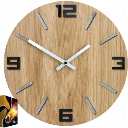 Modernclock Zegar Ścienny Akrylowy Mechanizm Kwarcowy Arabic Wood Black 33cm Okrągły