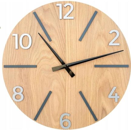 Modernclock Zegar Ścienny Akrylowy Aksel Wood 60Cm Okrągły Cichy Z Czarnymi Cyframi