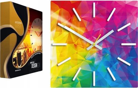 Modernclock Zegar Ścienny Wielokolorowy Akrylowy Amazing Kwadratowy Mechanizm Kwarcowy