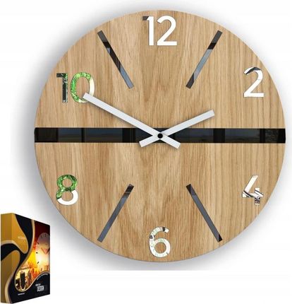 Modernclock Zegar Ścienny Drewniany Dębowy Akrylowy King Wood Okrągły Kwarcowy