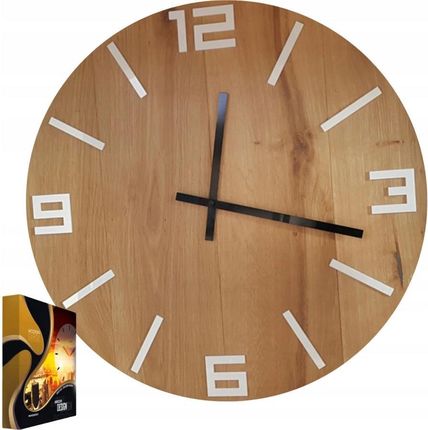 Modernclock Zegar Ścienny Dębowy Drewniany Kwarcowy Arabic Wood White Wsk Black