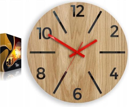 Modernclock Zegar Ścienny Drewniany Dębowy Akrylowy Aksel Wood Black Okrągły Cichy