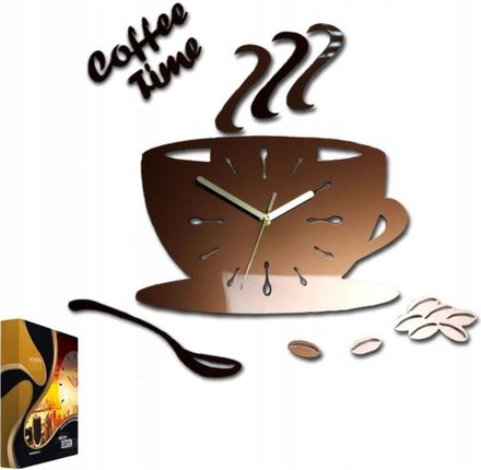 Modernclock Zegar Ścienny W Kształcie Filiżanki Coffe Time Metalic Copper Okrągły
