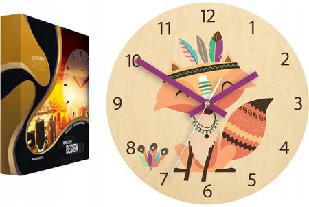 Modernclock Zegar Brzozowy Ścienny W Kształcie Lisa Akrylowy Lis Indianin Okrągły