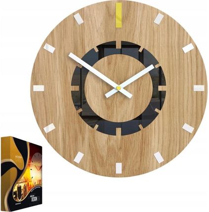 Modernclock Zegar Ścienny Drewniany Dębowy Akrylowy Atena Wood Yellow Okrągły Kwarcowy