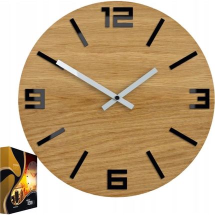 Modernclock Zegar Ścienny Akrylowy Mechanizm Kwarcowy Arabic Wood Black Okrągły