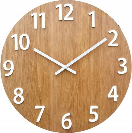 Modernclock Zegar Ścienny Drewniany Dębowy Akrylowy Amadeusz Wood 49Cm Okrągły