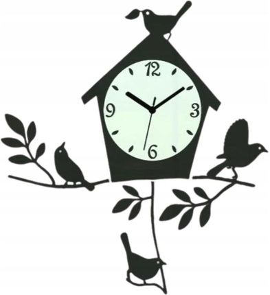 Modernclock Zegar Ścienny Z Ptakami Na Gałezi Kwarcowy Akrylowy Kukułka Okrągły