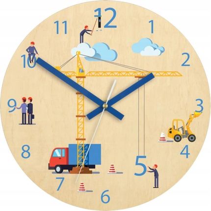 Modernclock Zegar Ścienny Ze Wzorem Dźwiga Budowa Akrylowy Dzwig Okrągły Kwarcowy