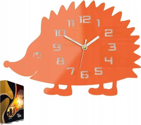Modernclock Zegar Ścienny W Kształcie Jeża Akrylowy Jeż Orange Okrągły Kwarcowy