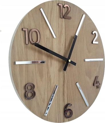 Modernclock Zegar Ścienny Drewniany Dębowy Akrylowy Aksel Wood Brown Mirror Okrągły