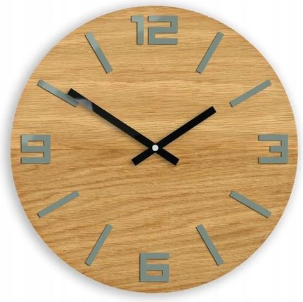 Modernclock Zegar Ścienny Akrylowy Dębowy Drewniany Arabic Wood Grey Okrągły - zdjęcie 4