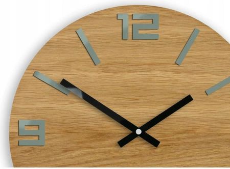 Modernclock Zegar Ścienny Akrylowy Dębowy Drewniany Arabic Wood Grey Okrągły - zdjęcie 3