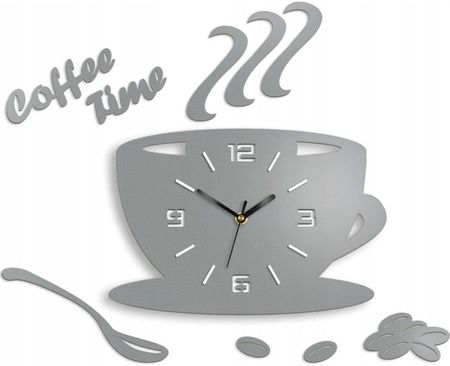 Modernclock Zegar Ścienny W Kształcie Filiżanki Coffe Time 3D Stone Grey Okrągły