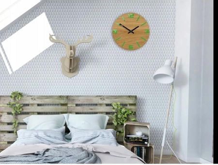 Modernclock Zegar Ścienny Akrylowy Mechanizm Kwarcowy Arabic Wood Green Okrągły - zdjęcie 2