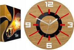 Modernclock Zegar Ścienny Drewniany Dębowy Akrylowy Alladyn Wood Red Mirror Okrągły
