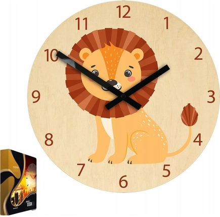 Modernclock Zegar Brzozowy Kwarcowy Ścienny W Kształcie Lwa Akrylowy Lew Okrągły