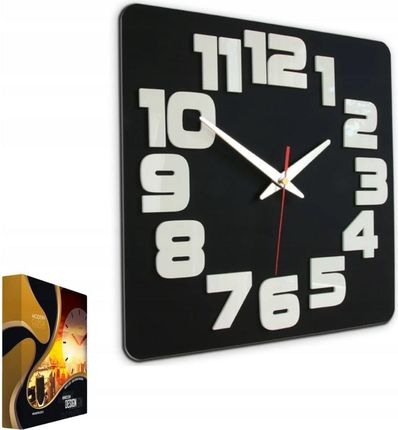 Modernclock Zegar Ścienny W Stylu Nowoczesnym Akrylowy Logic Black_White Okrągły