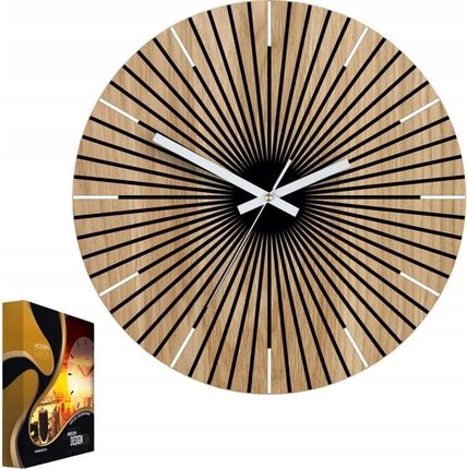 Modernclock Zegar Ścienny Drewniany Dębowy Akrylowy Arian Wood 33Cm Okrągły Kwarcowy
