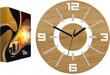 Modernclock Zegar Ścienny Drewniany Dębowy Akrylowy Alladyn Wood Stone Mirror Okrągły