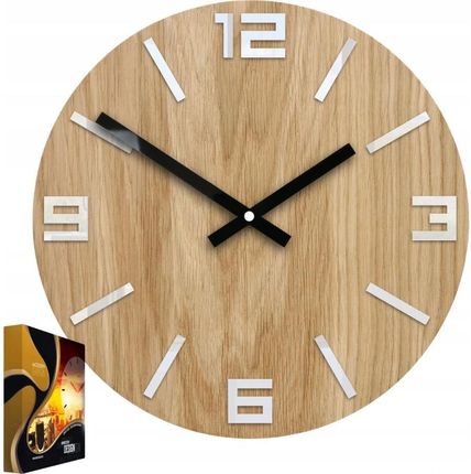 Modernclock Zegar Ścienny Akrylowy Dębowy Drewniany Arabic Wood White Okrągły