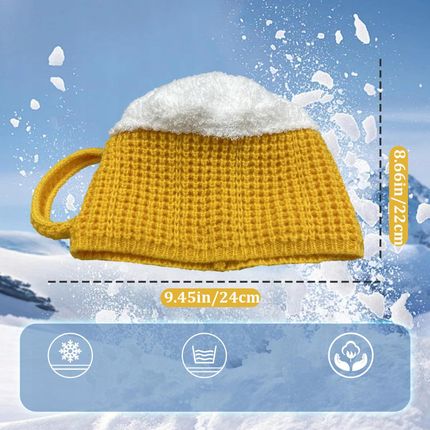 """NEW"" CZAPKA KUFEL Z UCHEM ZIMOWY PIWO ŚMIESZNY 45-60cm PIWO BROWAR PLECIONY"