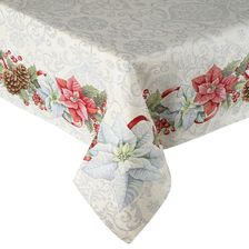 Zdjęcie Eurofirany Obrus Dekoracyjny Świąteczny 100X100 Beżowy Srebrny Gwiazda Betlejemska - Kętrzyn