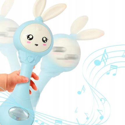GRZECHOTKA DLA DZIECKA Z MUZYKĄ GRYZAKIEM ZABAWKA KRÓLIK KRÓLICZEK LED - zdjęcie 2