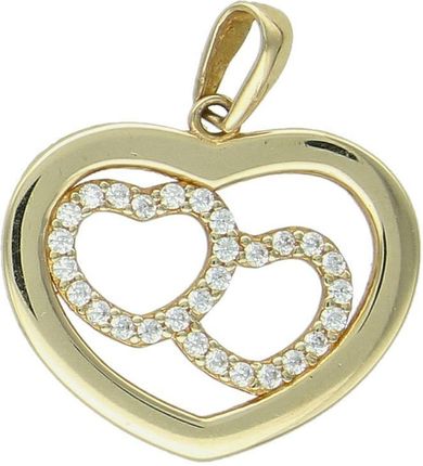 Zawieszka złota serce z cyrkoniami pr 585, DIA-ZAW-10906-585 - zdjęcie 2