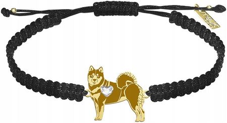 Złota Bransoletka z Shiba-inu SREBRO 925 Biżuteria Makrama GRAWER GRATIS