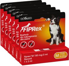Fiprex Pipeta Krople Na Pchły I Kleszcze Dla Średnich Psów M 10-20Kg 2Ml X6 Zestaw Na 6 M-Cy