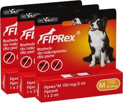 Fiprex Pipeta Krople Na Pchły I Kleszcze Dla Średnich Psów M 10-20Kg 2Ml X3 Zestaw Na 3 M-Ce