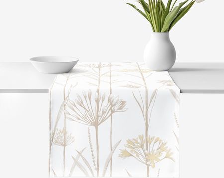 Goldea Bieżnik Na Stół Z Płótna Bawełnianego Rośliny Ozdobne 35x120cm