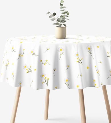 Goldea Obrus Okrągły Z Płótna Bawełnianego Rumianek 130cm