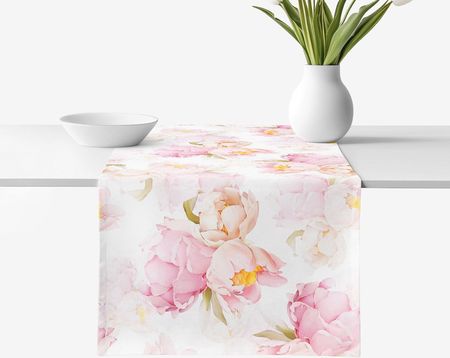 Goldea Bieżnik Na Stół Z Płótna Bawełnianego Deluxe Piwonia W Rozkwicie 20x120cm