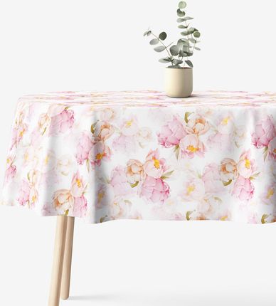 Goldea Obrus Owalny Z Płótna Bawełnianego Deluxe Piwonia W Rozkwicie 120x220cm
