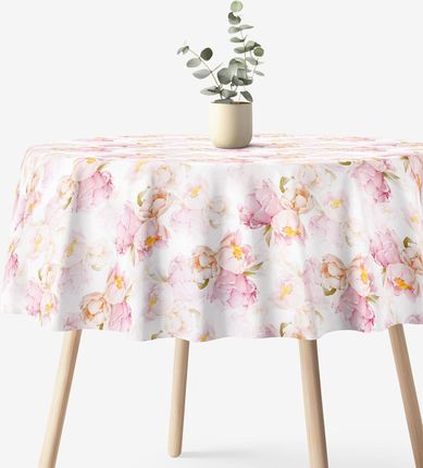 Goldea Obrus Okrągły Z Płótna Bawełnianego Deluxe Piwonia W Rozkwicie 70cm