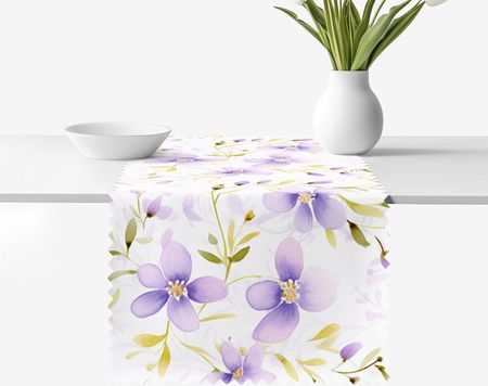 Goldea Bieżnik Na Stół Plamoodporny Kwiaty Fiołka 50x180cm