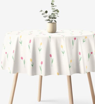 Goldea Obrus Okrągły Z Płótna Bawełnianego Tulipany 80cm