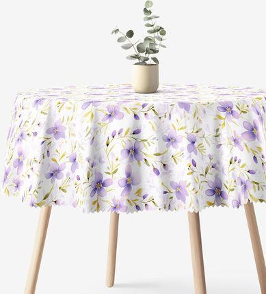Goldea Obrus Okrągły Plamoodporny Kwiaty Fiołka 60cm