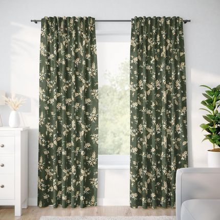 Goldea Zasłona Bawełniana Kwiaty W Kolorze Morelowym 220x150cm
