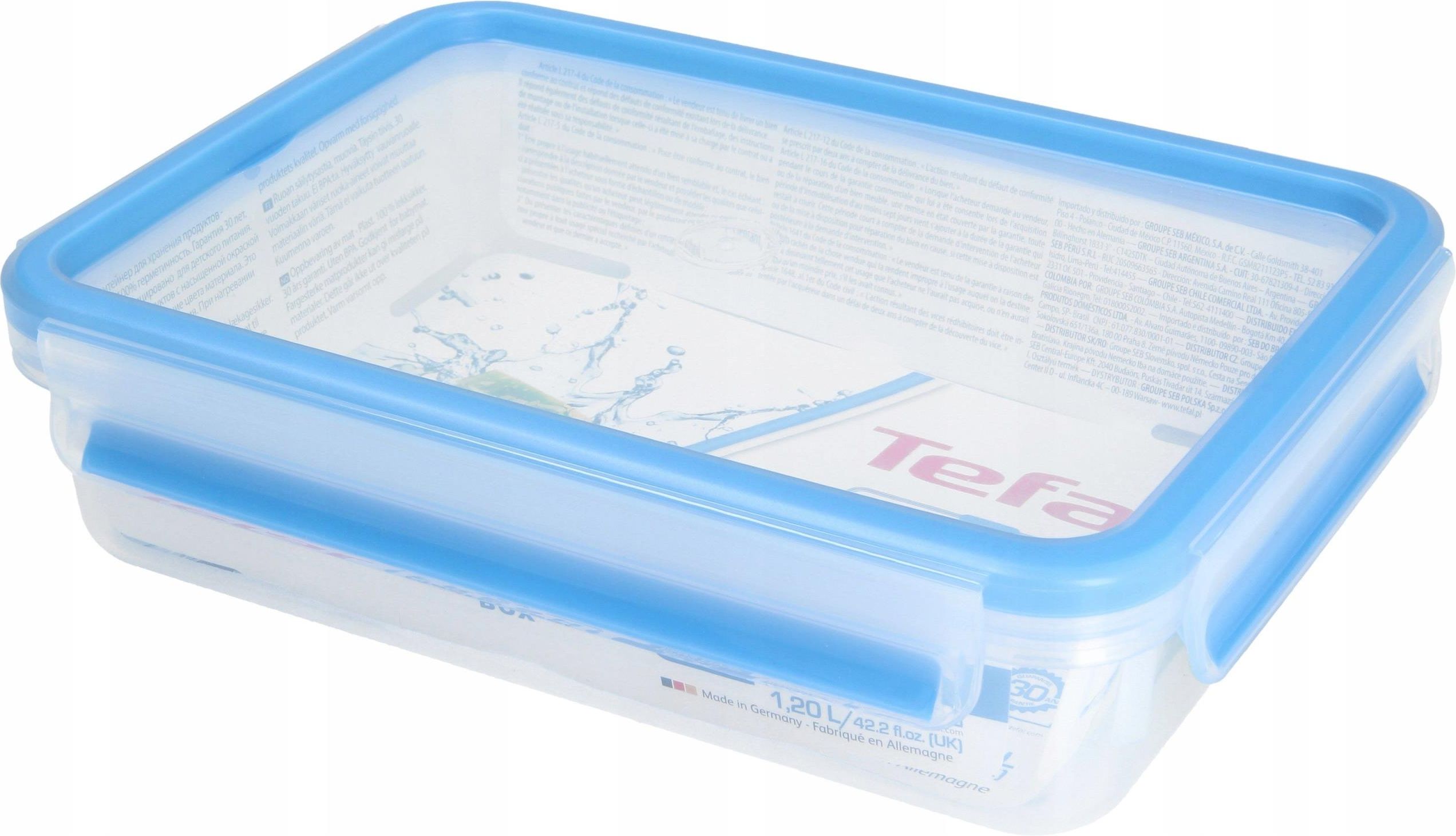 Tefal Boîte à déjeuner, Lunch box 1,2 L, 1 compartiment 1 grille, Sans BPA, Hermétique, Compatible congélateur, micro-ondes, lave-vaisselle, Garantie 30 ans, Masterseal To Go Vert K3100312