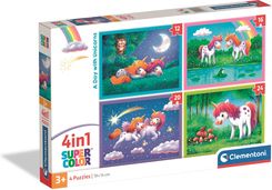 Clementoni Puzzle 4W1 Super Kolor A Day With Unicorns 21740