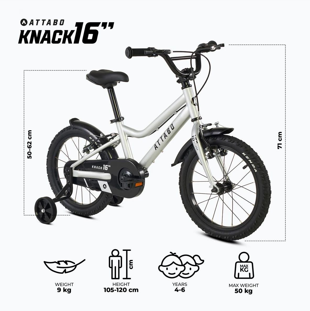 фото Дитячий двоколісний велосипед Attabo Knack 16 Silver