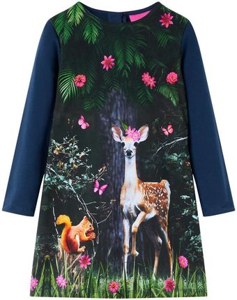 Sukienka dziecięca z długimi rękawami, granatowa, 116