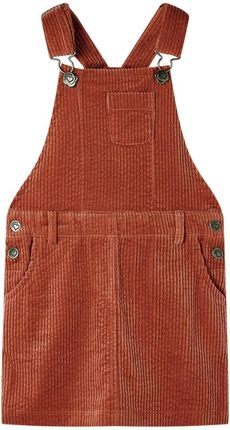 Dziecięca sukienka ogrodniczka, sztruksowa, koniakowa, 104