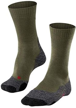 FALKE Mężczyźni Skarpety do wędrówek TK2 Explore M So Wełna przeciw pęcherzom grube 1 Para, Zielony Olive 7830-O, 46-48