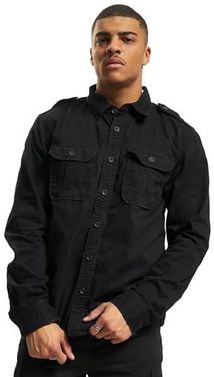 Brandit Męska koszula w stylu vintage z długim rękawem, Czarna koszulka z długim rękawem, 4XL